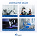 Contractor grade air compressor shown in lab, dental, manufacturing, and water treatment environments