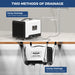 Back angle view of the AlorAir Helios MP55 dehumidifier showing the digital control panel and drain hose