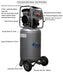 Specifications and performance image showing dimensions, 115 lb weight, 70 decibel noise level, 125 PSI max pressure, and 110V power details.