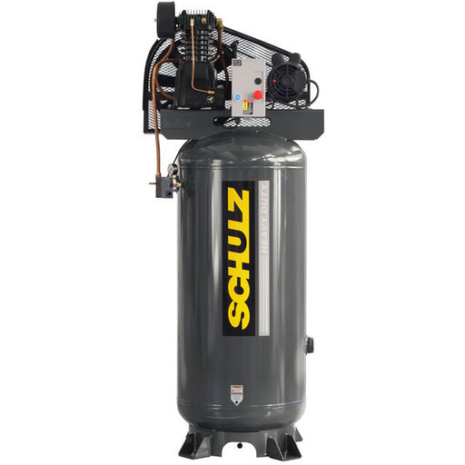 Schulz L Series two stage for 3 HP heavy duty air compressor with vertical steel tank for industrial shop use