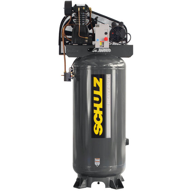 Schulz L Series two stage for 3 HP heavy duty air compressor with vertical steel tank for industrial shop use