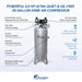 Annotated feature diagram of 60065C 60 gallon ASME air compressor showing oil-free pump, pressure switch, ports, and motor system
