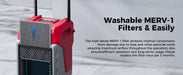 AlorAir Storm 80X washable MERV-1 filter that protects internal components from dust and particles, recommended for replacement every 3 months