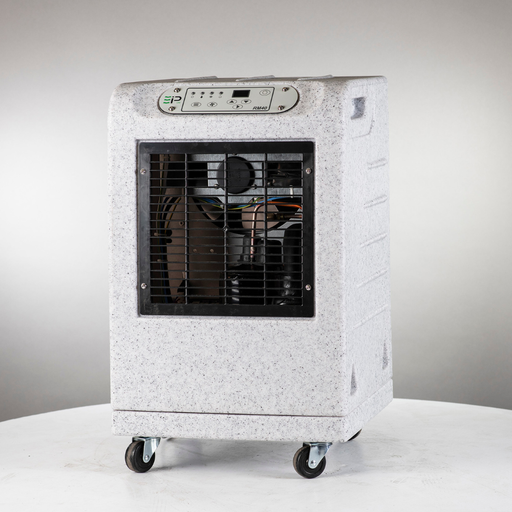Side view of EBac RM40 Industrial Dehumidifier in white background