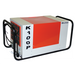 Full side view of EBac K100P industrial dehumidifier displaying model number K100P and protective side handles.