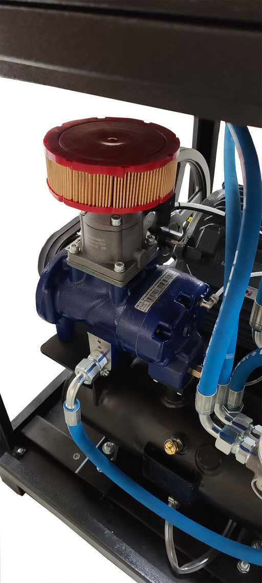 Close-up of the air intake filter on the EMAX E3500 Series Industrial Rotary Screw Compressor, showing detailed components.