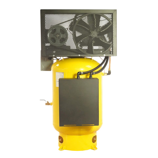 Top angle view of EMAX E450 Series Air Compressor highlighting the 3 Cylinder Piston and Silent Air System