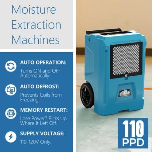 Storm DP Blue Compact Dehumidifier with Key Features 