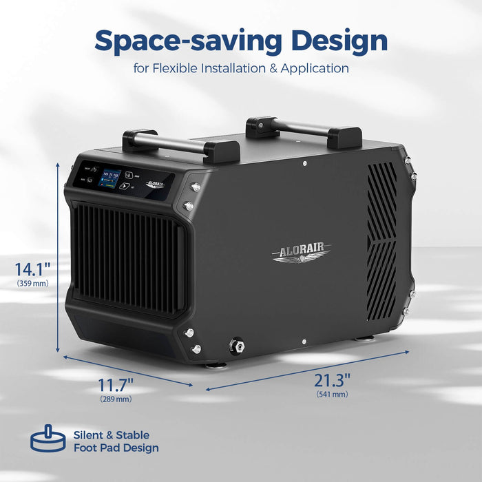 Automatic defrost feature graphic for the Galaxy 85P dehumidifier, supporting dependable low-temperature operation down to 37.4°F.
