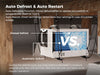 White AlorAir Sentinel dehumidifier hanging in a crawl space, illustrating automatic vs manual defrost