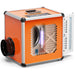 AlorAir HEPA 600 UVIG negative air scrubber shown as a compact aluminum-cabinet unit with carrying handle, ready for restoration job site use