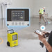 AlorAir Storm DP50 control panel display shown remotely on a smartphone app via WiFi on a construction job site