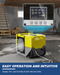 AlorAir Storm LGR 1250X Yellow WiFi commercial dehumidifier with digital humidity and temperature display.