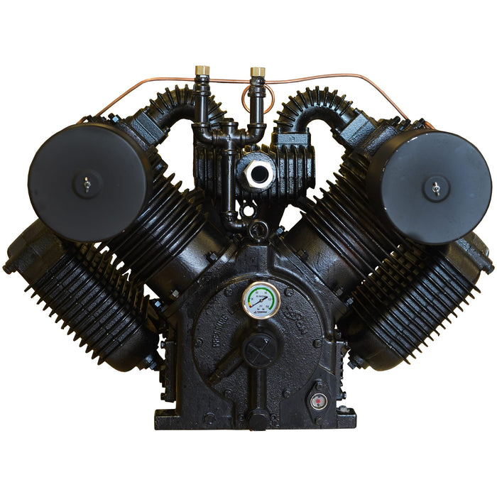 APP4V2598TP EMAX two stage pressure lubricated reciprocating bare compressor pump with dual intake filters high horsepower design and long life industrial construction