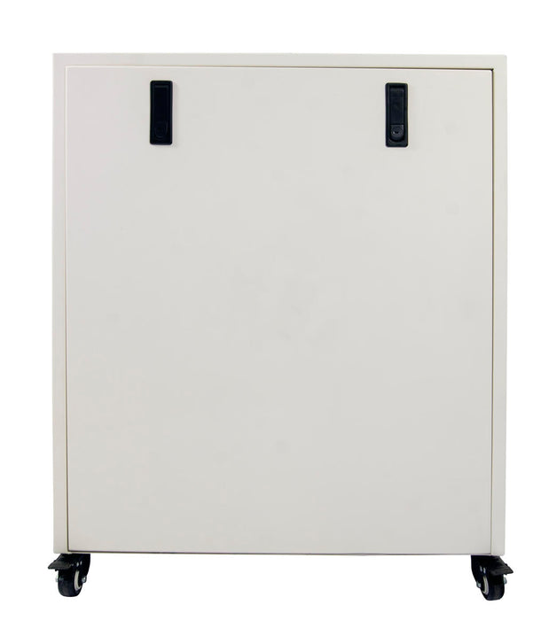 Rear view of California Air Tools ultra quiet air compressor sound proof cabinet 