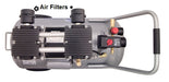 Top view of California Air Tools 15020C air compressor highlighting dual piston oil-free pump and air filters