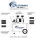 Front view of California Air Tools 15020C retail box highlighting ultra quiet, oil-free design and long-life air compressor features