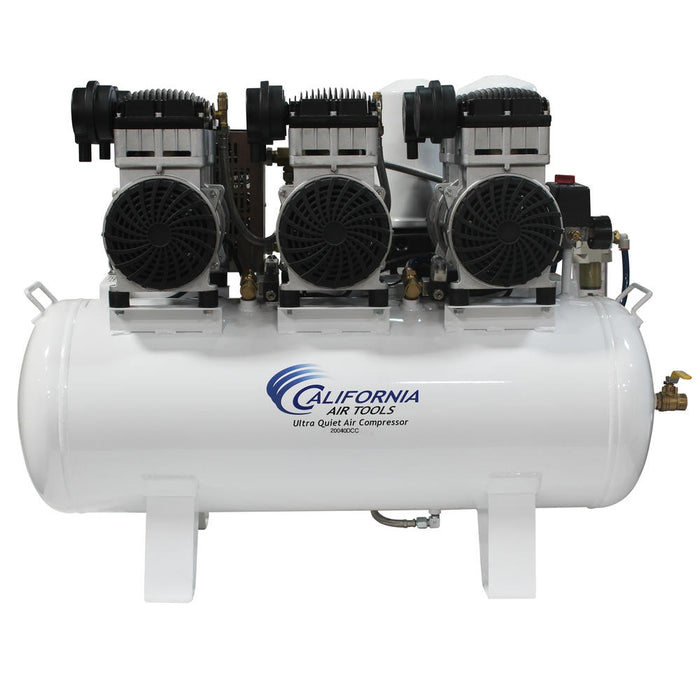 California Air Tools model 20060DCC ultra quiet air compressor with 6.0 HP motor and horizontal 20 gallon steel tank