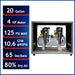 California Air Tools 4.0 HP 20 gallon ultra quiet oil-free air compressor showing key specifications and performance highlights