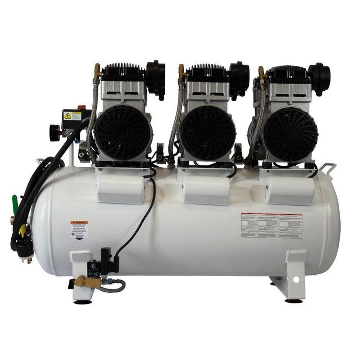 Front view of California Air Tools ultra quiet oil-free air compressor with 6 HP motor and 20 gallon steel tank
