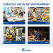 California Air Tools ultra quiet oil-free air compressor shown for office shop warehouse and home use in different environments