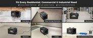 AlorAir Sentinel HDi65S design details: easy mobility, MERV-1 filter access, evaporator, and leveling feet