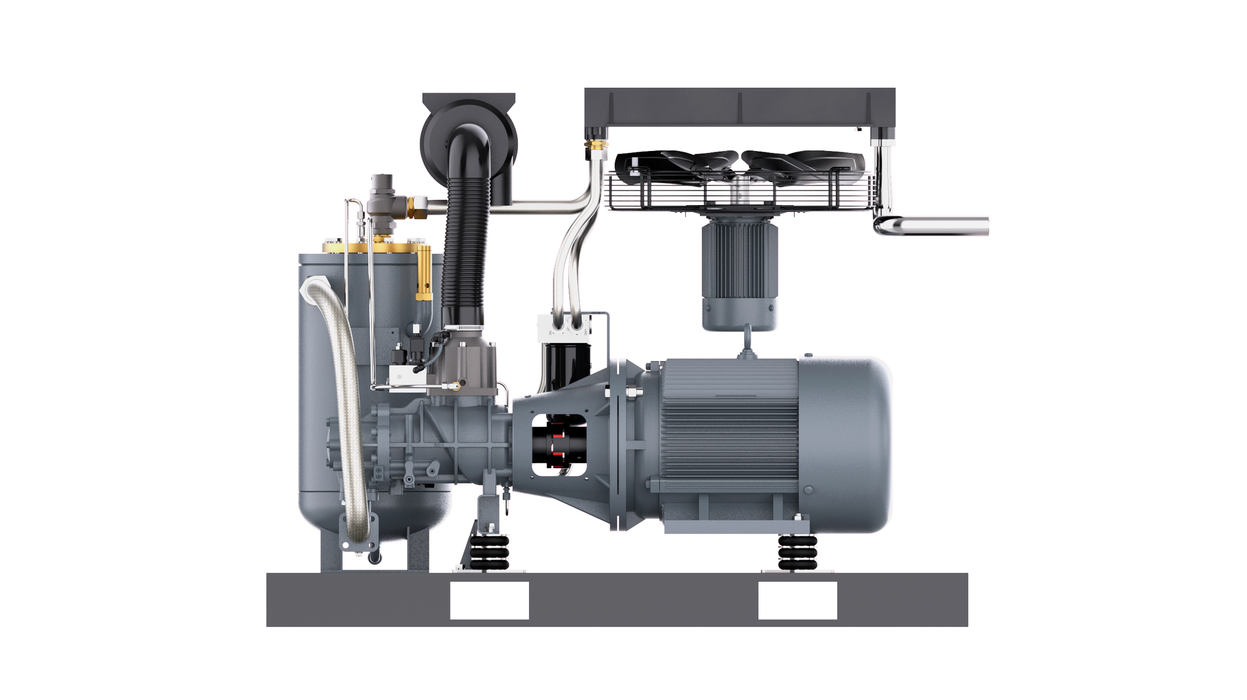 Cutaway back view of 30 HP Kaishan KRSD-30 direct drive rotary screw compressor internal