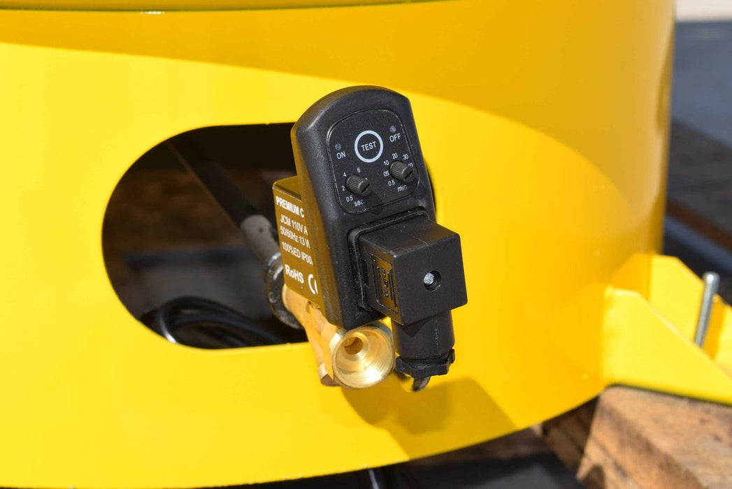 Dual-timer electric automatic tank drain on the EMAX E450-S industrial piston air compressor