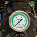 Close up of oil pressure gauge on the EMAX E450 G truck mount air compressor system