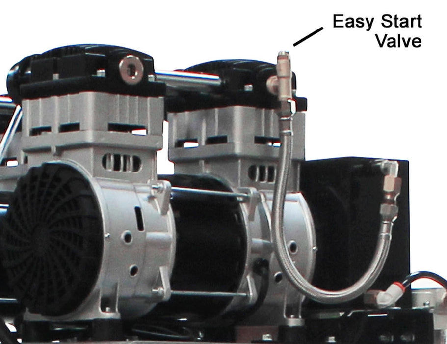 Close-up of easy start valve on California Air Tools oil-free ultra quiet air compressor