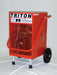 Front view of Ebac Triton industrial dehumidifier with red steel cabinet, control panel, and protective grille.