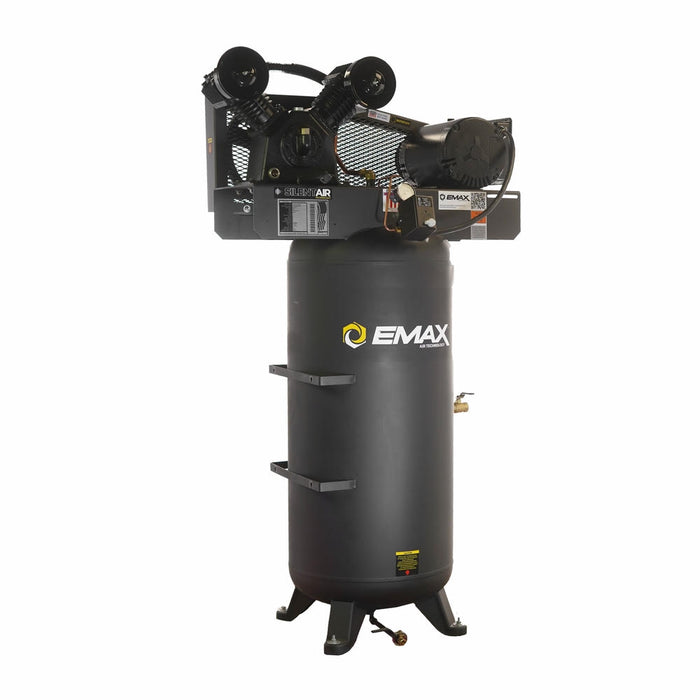 EMAX vertical 60 gallon industrial air compressor designed for shop and facility use