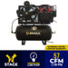 Front view of EMAX E450 G Honda GX gas driven truck mount stationary air compressor showing 2 stage pressure lube pump and 57 CFM at 100 PSI