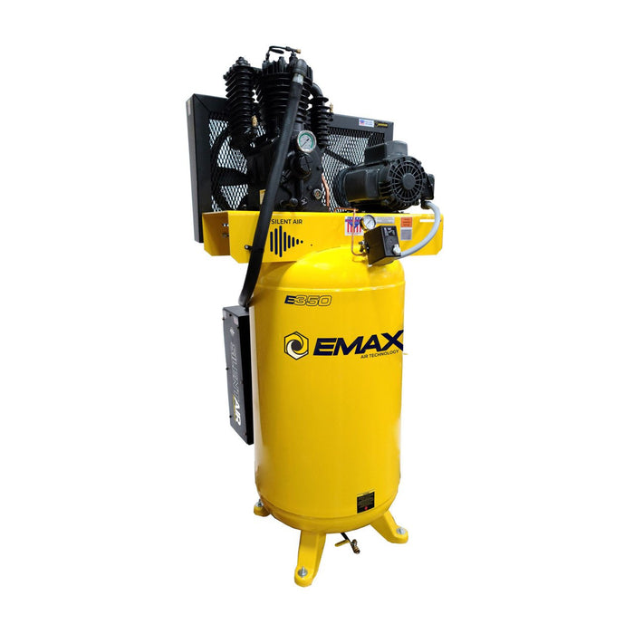 EMAX E450-S 5 HP 80-gallon silent air piston compressor, front view