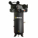 Front view of EMAX industrial vertical air compressor with splash lubricated piston system