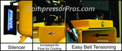 EMAX Silent Air multi-layer intake filtration system on the E450-S 10 HP piston compressor