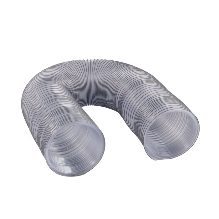 Clear heavy-duty PVC flex duct, wire reinforced, 10” dia. x 12’, 1/ea.