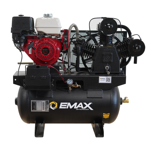 EMAX E250-G industrial gas powered air compressor with horizontal tank for heavy-duty applications