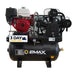 Side view of the EMAX E250-G industrial gas powered air compressor showing its compact design and control panel