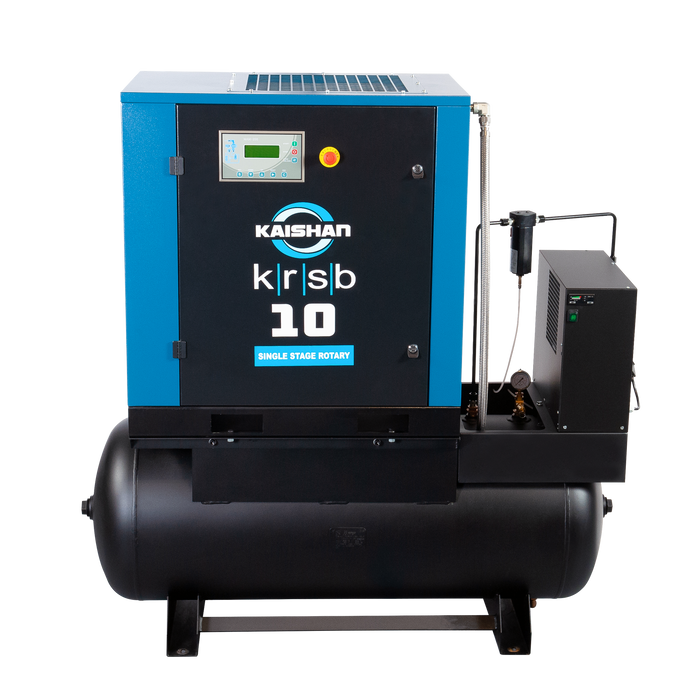 Kaishan KRSB-10 single stage rotary screw air compressor unit displayed against white background