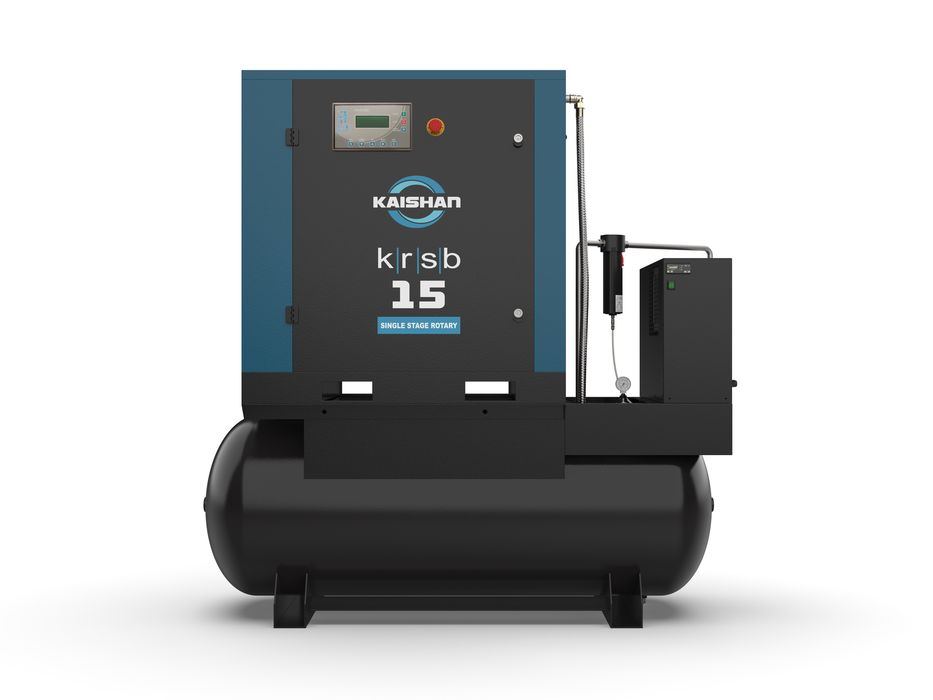 Kaishan KRSB-15 rotary screw compressor with integrated tank and dryer configuration front view