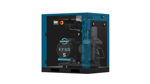 Kaishan KRSB-5 single stage rotary screw air compressor unit shown in industrial product photography