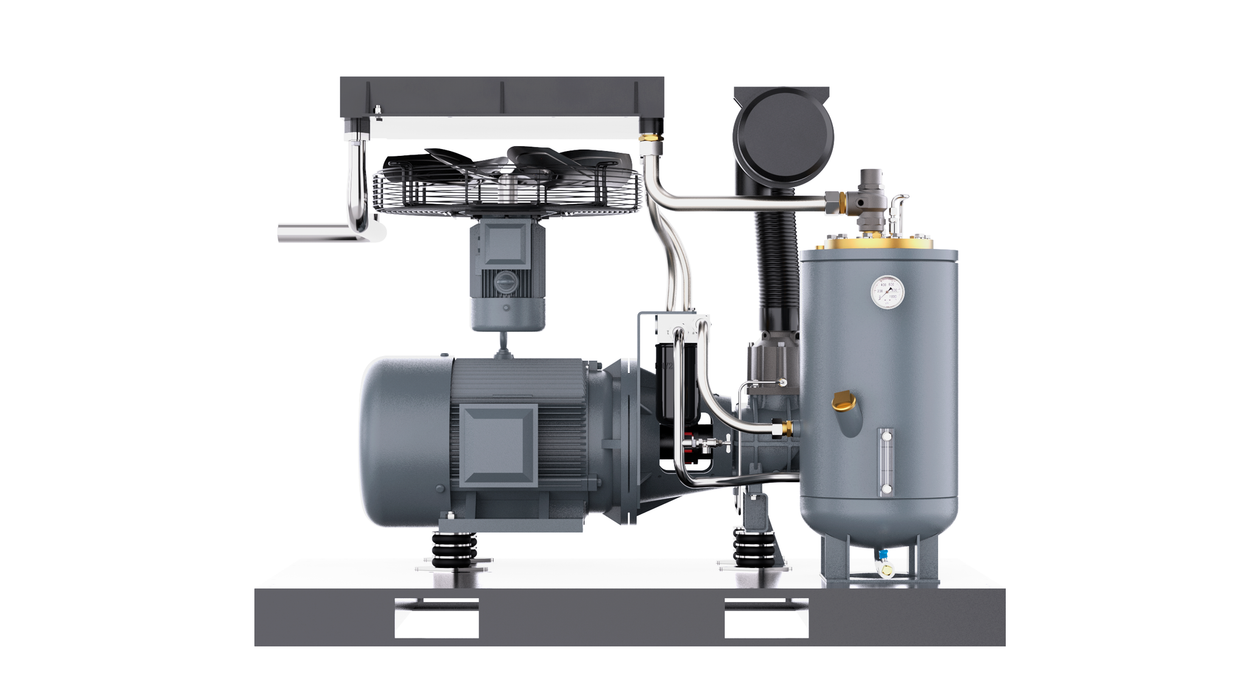 KRSD-30 Kaishan 30 HP direct drive compressor cutaway front panel open internal components
