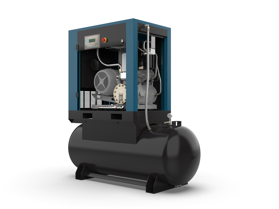 Kaishan KRSB-15 tank mount rotary compressor x-ray right angle showing internal components