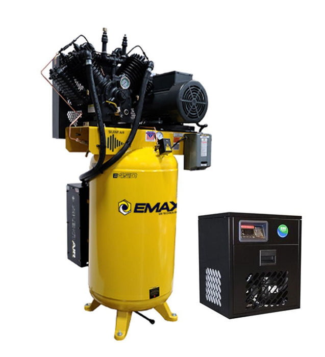 Mile-X refrigerated compressed air dryer unit bundled with the EMAX E450-SP 10 HP compressor