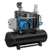 Internal components of SRP 3040 compact rotary screw air compressor showing motor cooling system and piping