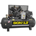 Schulz L Series two stage heavy duty air compressor with 20 HP motor and large horizontal tank