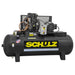 Horizontal Schulz L Series two stage heavy duty air compressor with 10 HP motor for industrial applications