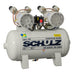 Horizontal Schulz MSV12 oil-less air compressor with tank mounted single stage piston system