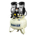 Schulz tank mounted single stage oil-less air compressor with dual motor design and pressure gauges